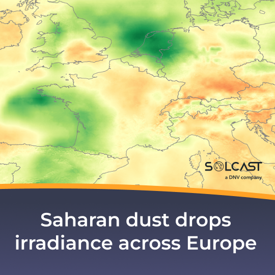 Saharan dust drops irradiance across Europe
