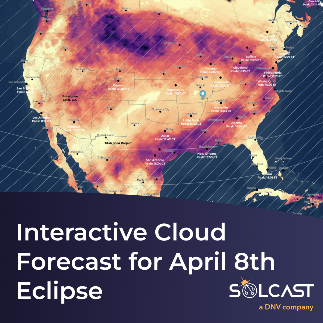 Solcast's latest cloud forecast for the April 8th Eclipse